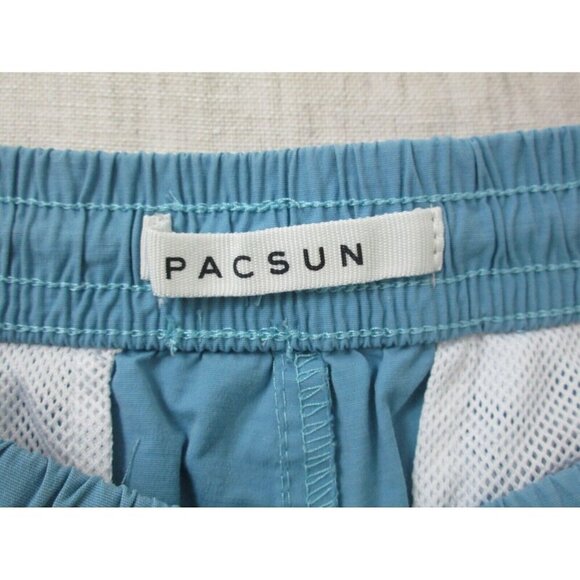 PacSun Swim Trunks Mens Small Blue Cotton Pockets Elastic Waist Drawstring - Picture 6 of 11